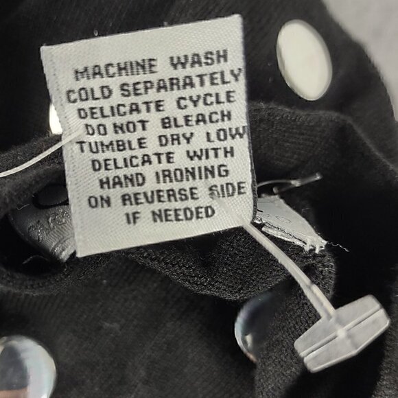 Carmen Marco Valvo Mirrored Button Open Face Black Cardigan Size XL (NWT) - Picture 12 of 13